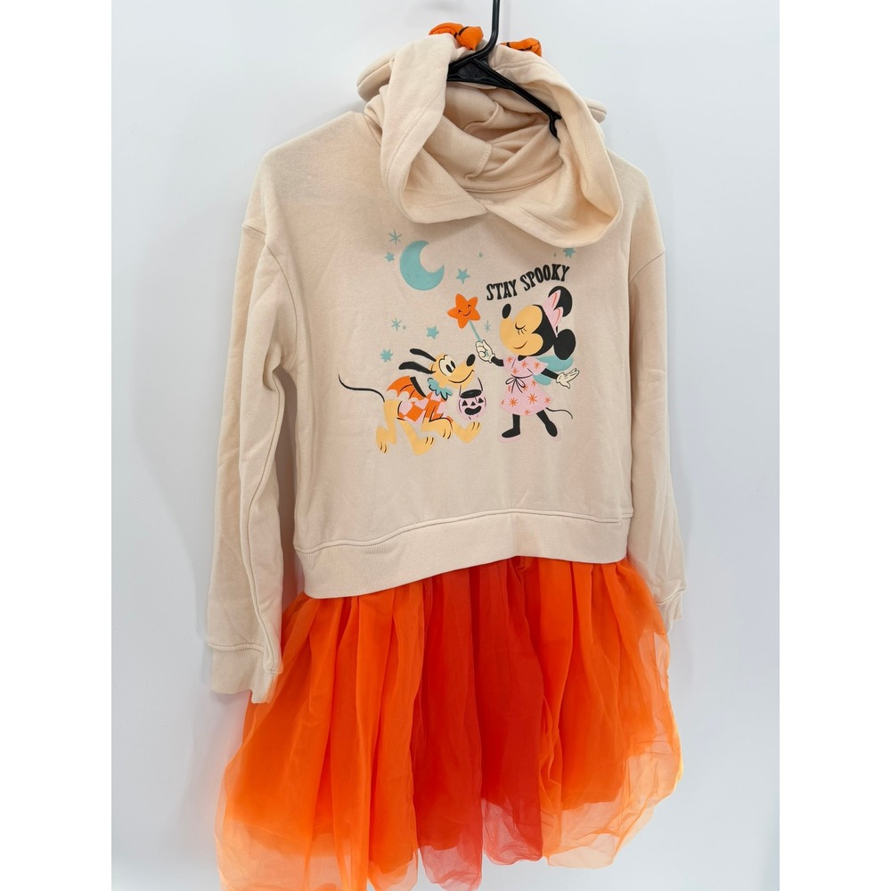 Disney Minnie Mouse Tutu Hoodie Dress Halloween Girls XL Sand Dollar Orange NWT
